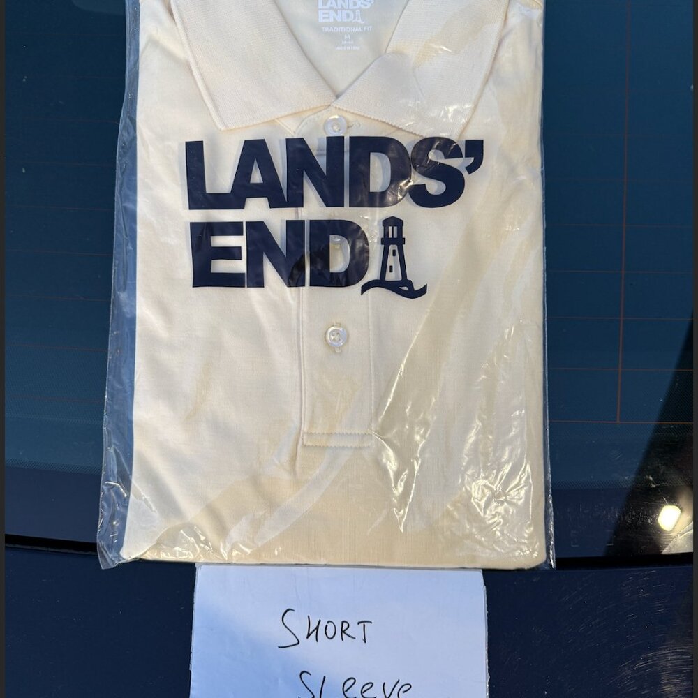 Lands' End Men's M-2XL/T Supima Polo Shirt Short Sleeve Golden Candle Light Regu